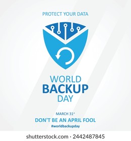 Diseño de plantilla de elementos del Día Mundial de Copia de Seguridad 31 de marzo. Ilustración de vector