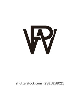letter wp 3d flat overlap logo vector 