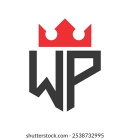 Letra WP Crown Logo. Crown on Letter WP Logo Design Template