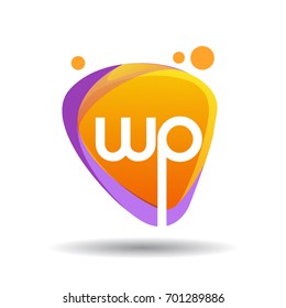 Letter WP logo in triangle splash and colorful background, letter combination logo design for creative industry, web, business and company.