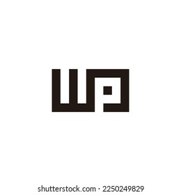 Letter WP square, connect geometric symbol simple logo vector