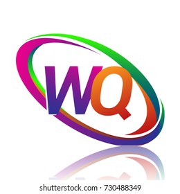 letter WQ logotype design for company name colorful swoosh. vector logo for business and company identity.