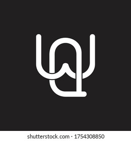 letter wq simple overlapping line symbol logo vector