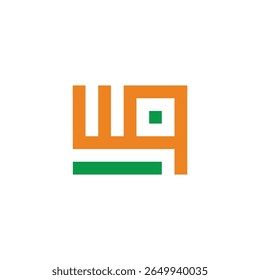 letter wq simple squares linked colorful logo vector 