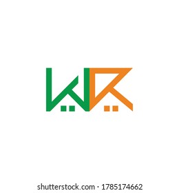 letter wr home resident arrow up geometric logo vector