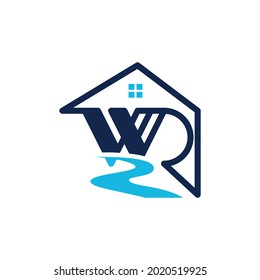 Letter WR Home River Logo Design