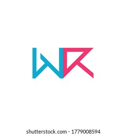 letter wr linked arrow up line geometric logo vector