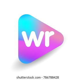 Letter WR logo in triangle shape and colorful background, letter combination logo design for business and company identity.
