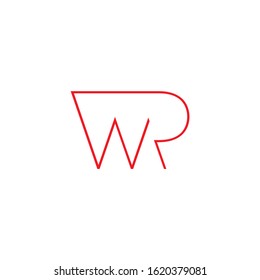 letter wr simple geometric arrow linear design logo vector