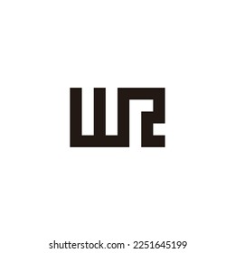 Letter WR square geometric simple symbol logo vector