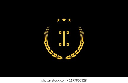 LETTER I WREATH LOGO WITH NEGATIVE SPACE EFFECT FOR LOGO DESIGN OR ILLUSTRATION USE