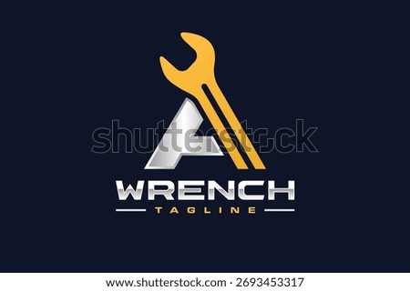 letter A wrench mechanic logo