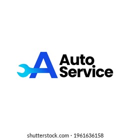 a letter wrench service logo vector icon illustration