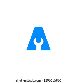A letter wrench tool service logo vector icon illustration