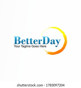 letter writing BETTER DAY serif font with circle fire image graphic icon logo design abstract concept vector stock. can be used as a corporate identity related to spirit or wordmark