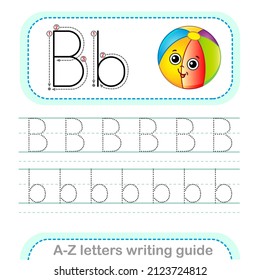 Letter Writing Guide. Worksheet Tracing letters B. Uppercase and lowercase letter English alphabet