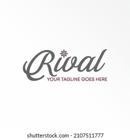 Letter or writing RIVAL latin font with flower image graphic icon logo design abstract concept vector stock. Can be used as a symbol related to initial or beauty.