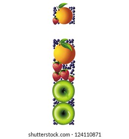 Letter written with fruits.