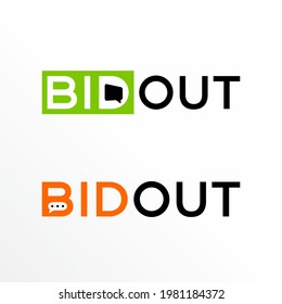 Letter or writting BIDOUT inscription talk or chat image graphic icon logo free vector stock. Conversation abstract design concept. Can be used as a symbol related to communication.