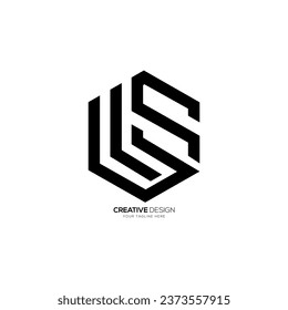 Letter Ws hexagon shape unique creative line art monogram minimal logo