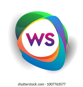 Letter WS logo with colorful splash background, letter combination logo design for creative industry, web, business and company.