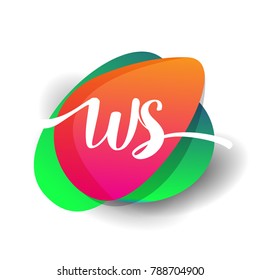 Letter WS logo with colorful splash background, letter combination logo design for creative industry, web, business and company.
