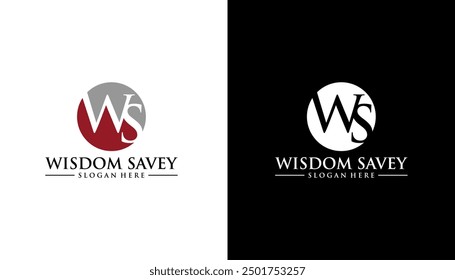 letter WS logo design vector on white and black background.