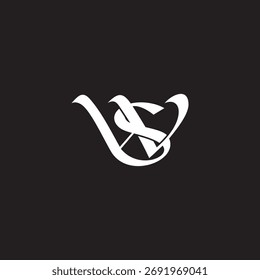 Letra WS Curvas simples enlazadas Cinta Superposición Logotipo Vector 