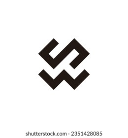 Letter Ws square, plus, geometric symbol simple logo vector