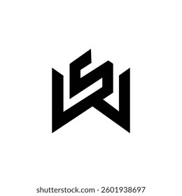 letter WS or  SW Unique Typography Logo