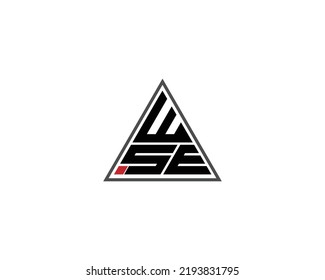 Letter WSE, SWE, ESW Logo Design With Triangle Shape. Simple And Modern Letter Logo Template With Black Background.