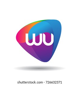 Letter WU logo with colorful splash background, letter combination logo design for creative industry, web, business and company.