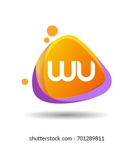 Letter WU logo in triangle splash and colorful background, letter combination logo design for creative industry, web, business and company.