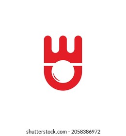 letter wu simple geometric line logo vector