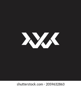 letter wv arrows simple geometric linked line logo vector