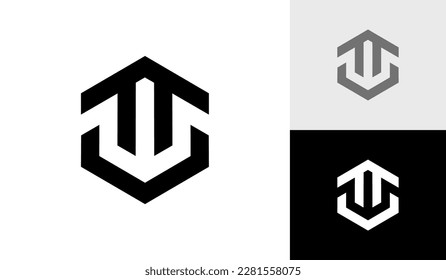 Letra WV monograma inicial con el vector de diseño del logotipo del techo de la casa