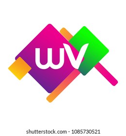 Letter WV logo with colorful geometric shape, letter combination logo design for creative industry, web, business and company.