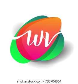 Letter WV logo with colorful splash background, letter combination logo design for creative industry, web, business and company.
