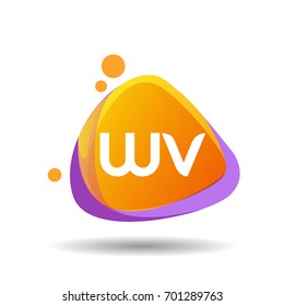 Letter WV logo in triangle splash and colorful background, letter combination logo design for creative industry, web, business and company.