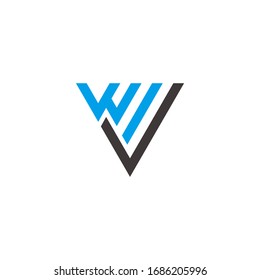 letter wv stripes geometric triangle logo vector