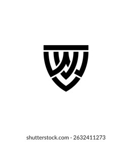 Letter WV Or VW Shield Logo. This logo is made using the Letter WV Or VW and shield elements with a simple and modern style.