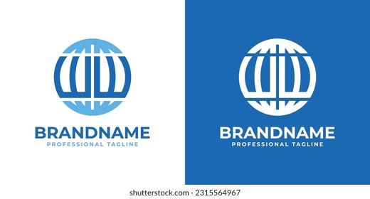 Letter WW Globe Logo, geeignet für Unternehmen mit doppelten W- oder WW-Initialen.