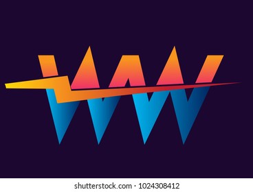Letter WW logo with Lightning icon, letter combination Power Energy Logo design for Creative Power ideas, web, business and company.