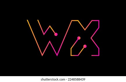 Letter WX logo design. WX logo monogram design vector