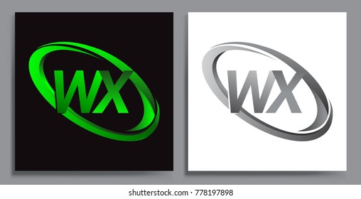 letter WX logotype design for company name colored Green swoosh and grey. vector set logo design for business and company identity.
