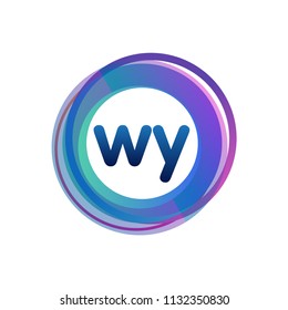 Letter WY logo with colorful circle, letter combination logo design with ring, circle object for creative industry, web, business and company.
