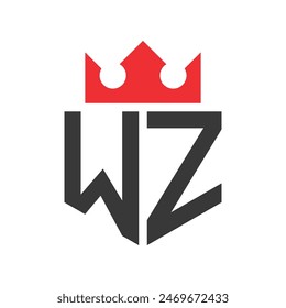 Letter WZ Crown Logo. Crown on Letter WZ Logo Design Template