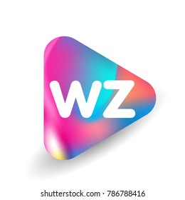 Letter WZ logo in triangle shape and colorful background, letter combination logo design for business and company identity.
