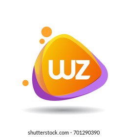 Letter WZ logo in triangle splash and colorful background, letter combination logo design for creative industry, web, business and company.