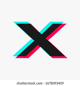 letter X with 3d glitch effect